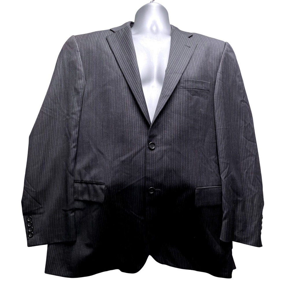 Burberry‎ London Mens Gray Pinstripe Wool Blazer 42R Suit Jacket Sport Coat